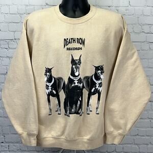 Death Row Records Doberman Dogs Crewneck Sweatshirt XL X-Large Cream Hip Hop Rap